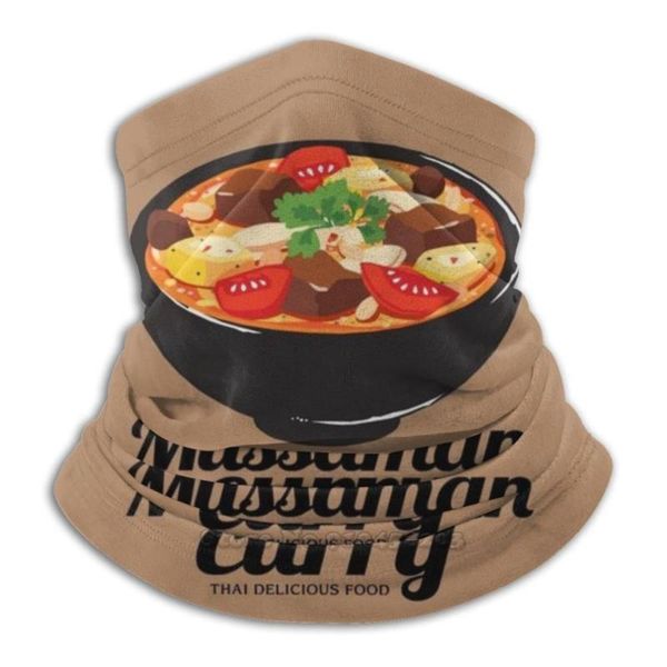 

scarves mussaman thai food 3d bandana face neck warmer soft fleece mask sport scarf thailand culture traditional asia asian, Blue;gray