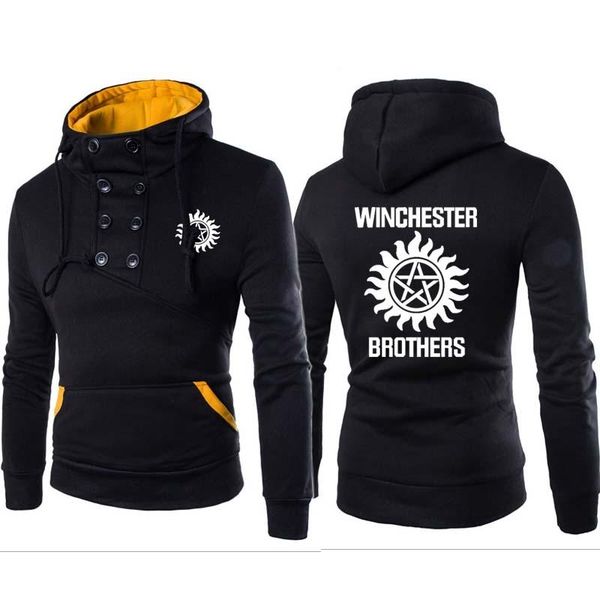 

men's hoodies & sweatshirts spring autumn hoodie winchester brothers printing casual sweatshirt cotton pullover, Black