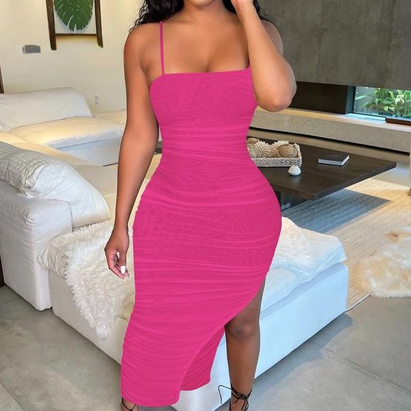

casual dresses women's 2021 see-through knitted thin shoulder straps ruffled tight-fitting party dress women, Black;gray