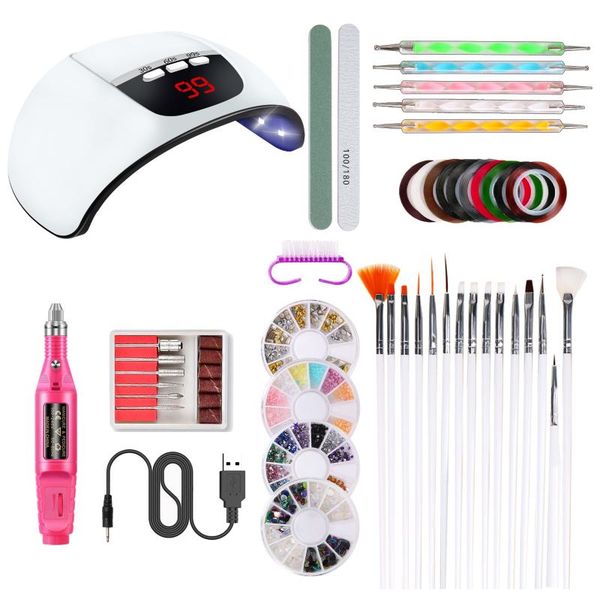 

nail art kits tool kit dryer lamp usb charging pen drill handpiece painting brushes dotting decorations