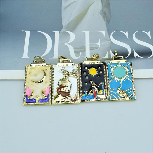 

charms 2021 4pcs / wholesale electroplating cubic zirconia moon scenery diy pendant women's jewelry men's gift, Bronze;silver