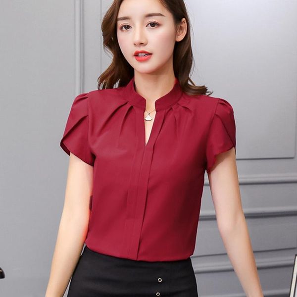 

women's blouses & shirts womens and chiffon women short sleeve white korean fashion clothing plus size xxl ladies