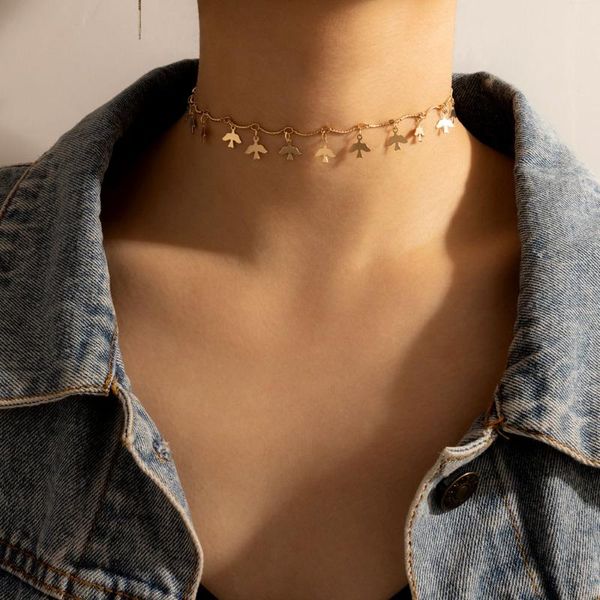 

adjustable dove charms chokers for women temperament lady girl party coin heart leaf necklaces stainless steel jewelry chains, Silver
