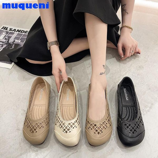 

sandals genuine leather handmade women shoes casual hollow square head brown green g3526 asakuchi soft-soled mom, Black