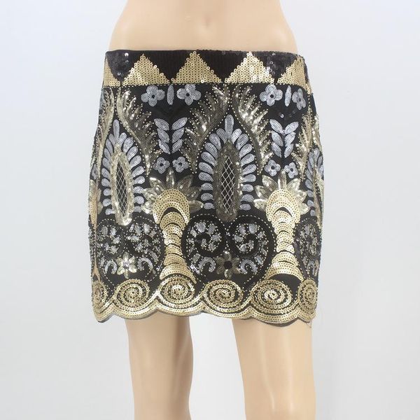 

skirts faldas real saia midi spring and summer 2021 europe the luxury heavy work sequins short skirt elastic waist bag hip, Black