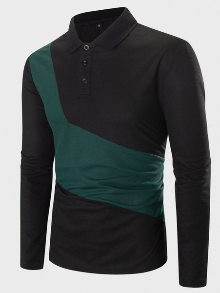 

men two tone polo shirt 363m#, White;black