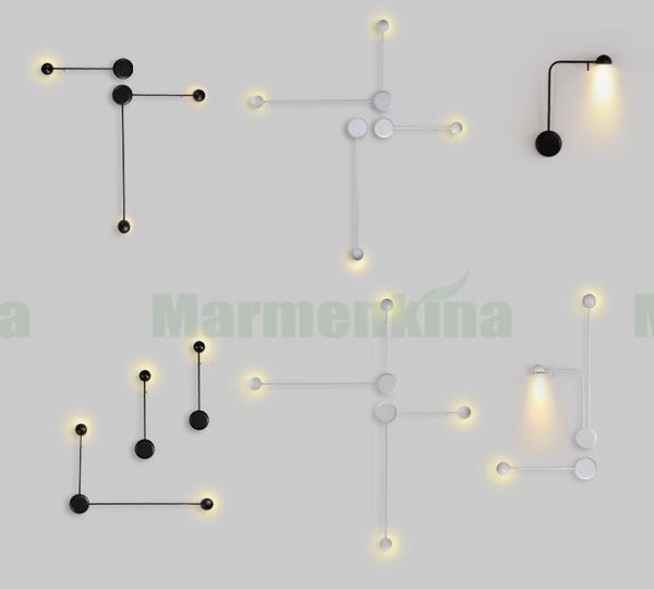 

modern led black / white round wall lamp bedroom bedside creative aisle el room exhibition hall aluminum lamp. lamps