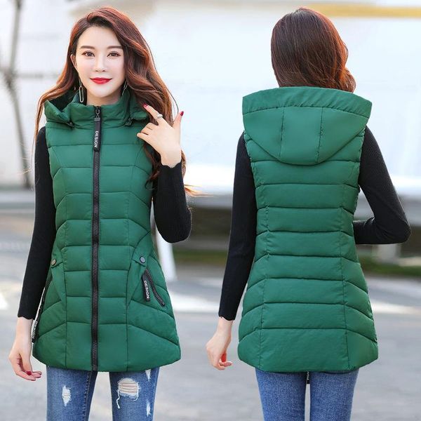 

women's vests 2021 autumn and winter long-sleeved cotton vest female slim large size sleeveless jacket thickened women coat, Black;white