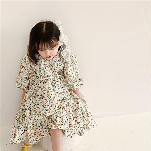 

girl's dresses 2021 spring and autumn children's clothing girls dress cotton floral long sleeve children elegant princess 2-7 year, Red;yellow