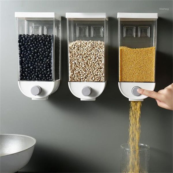 

storage bottles & jars 2021 household box transparent sealed tank wall-mounted non-marking paste grain container 1-1.5l