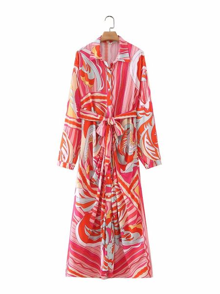 

casual dresses 2021 fashion women geometry print shirt dress with slash vintage long sleeve office ladies, Black;gray