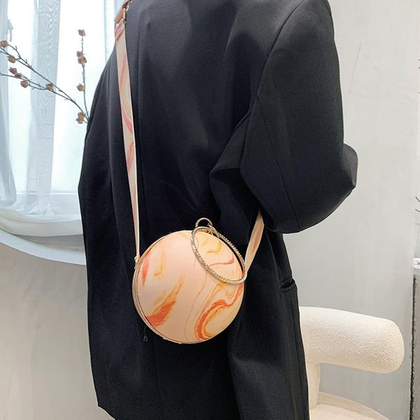 

evening bags creative personality round pvc acrylic zipper messenger bag for women 2021 fashion chain shoulder handbag and purse