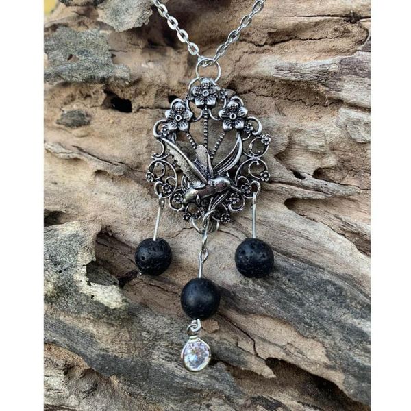 

pendant necklaces bird flower volcanic stone rock necklace witchcraft accessories boho we have the same series of earrings gifts, Silver