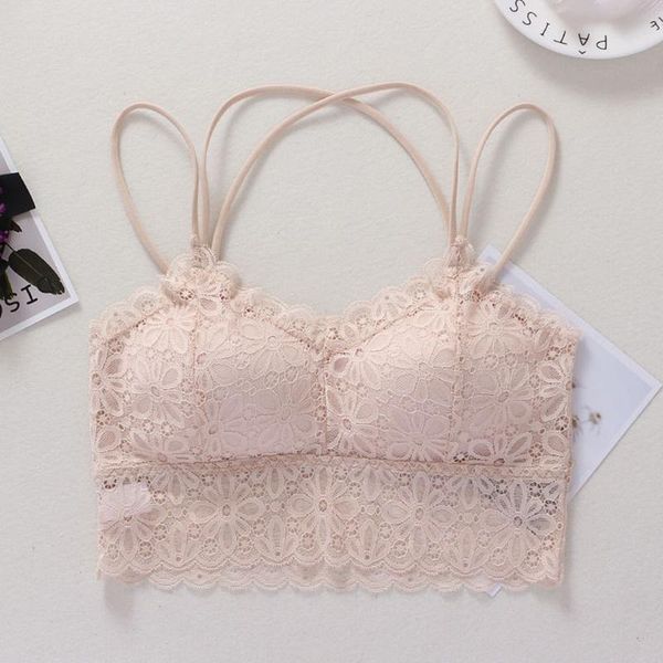 

women's tanks & camis 2021 lingerie seamless sport bra strapless push up bralette brassiere women underwear sling lace wrapped, White