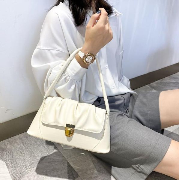 

shoulder bags 2022 candy color ruffled one-shoulder armpit bag pu ladies