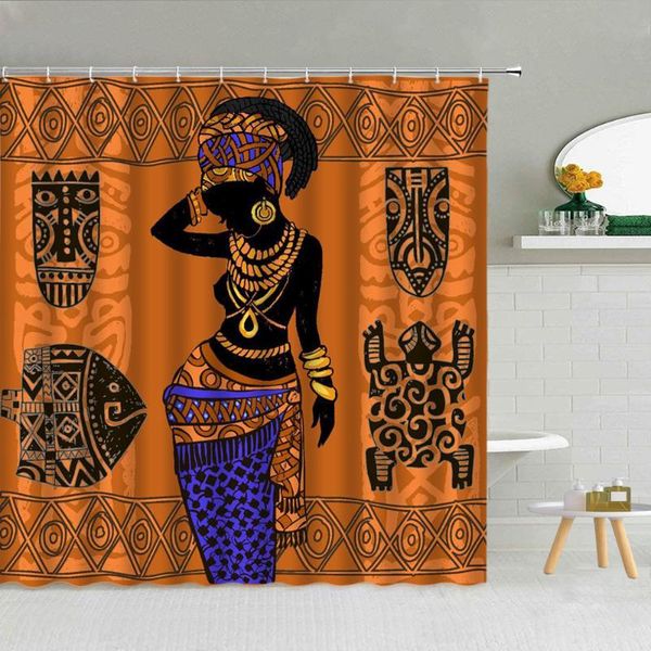 

shower curtains retro african girl curtain ancient egypt mural pharaoh exotic theme ethnic style bathroom supplies fabric decor with hook
