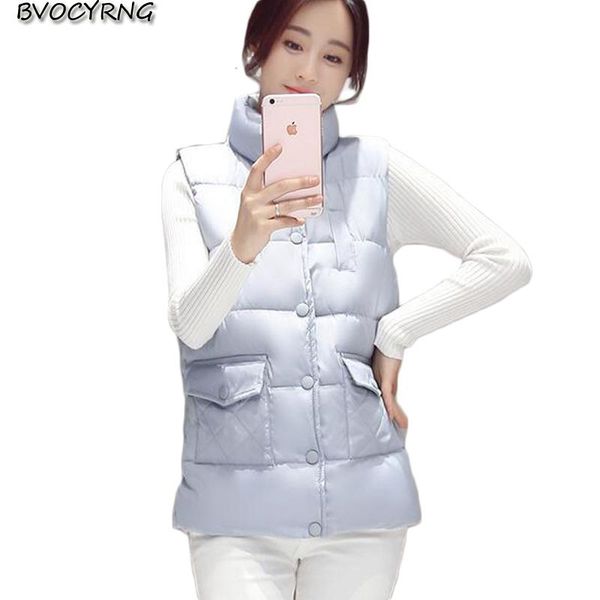 

women's vests 2021 korea autumn win feather cotton ma3 jia3 fashion standing collar big yards women high-end warm jacket vest q619, Black;white