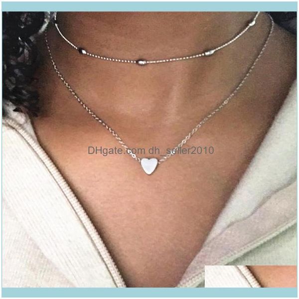 

necklaces & pendants jewelryfashion trendy double horn pendant heart necklace gold dot women phase chokers drop delivery 2021 rmnfs, Golden;silver