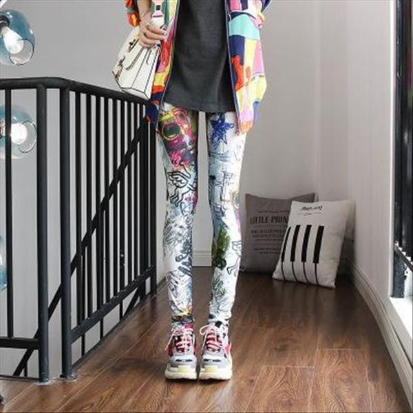 

leopard print spring and autumn womens leggings high elasticity pant leggins waist elastic legging, Black