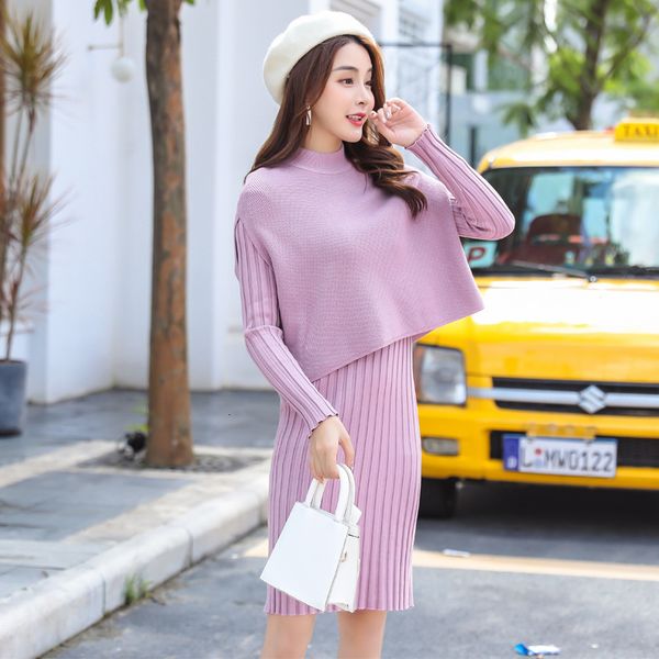 

women's sweaters ensemble in turtlenecks, two pieces, casual sweater, pullover and knee braces, stylish, bodycon, party, knitting, cost, White;black