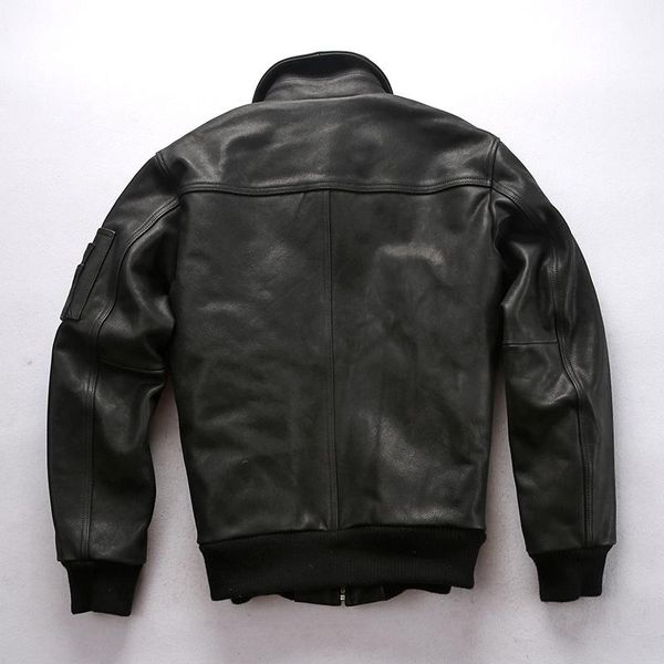 

men's leather & faux thickened cowhide coat flight european american style vintage coats large size jacket male fast ship free, Black
