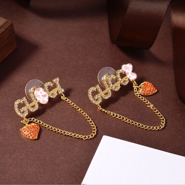 

antique diamond strawberry earrings women's fashion tassel valentine's day gift signature deals, Golden