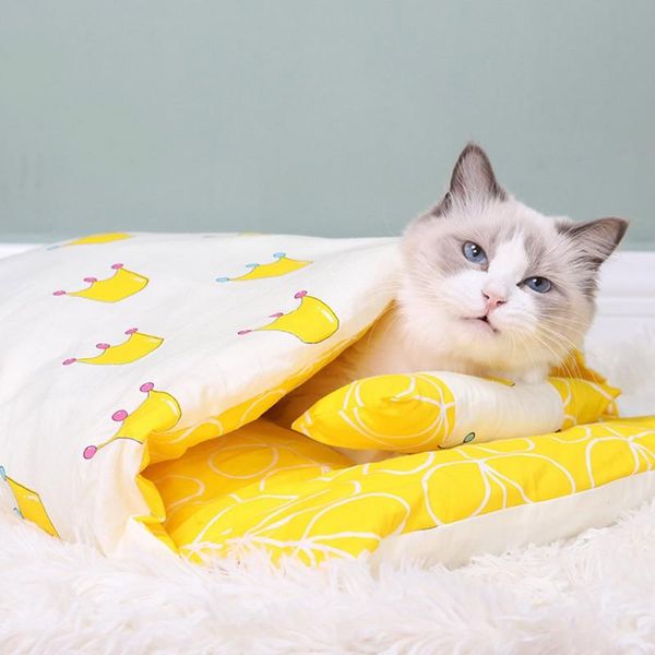 

Cat Litter Four Seasons Universal Semi-closed Winter Warm Bed Sleeping Bag Removable And Washable Kennel Pet Supplies Beds & Furniture