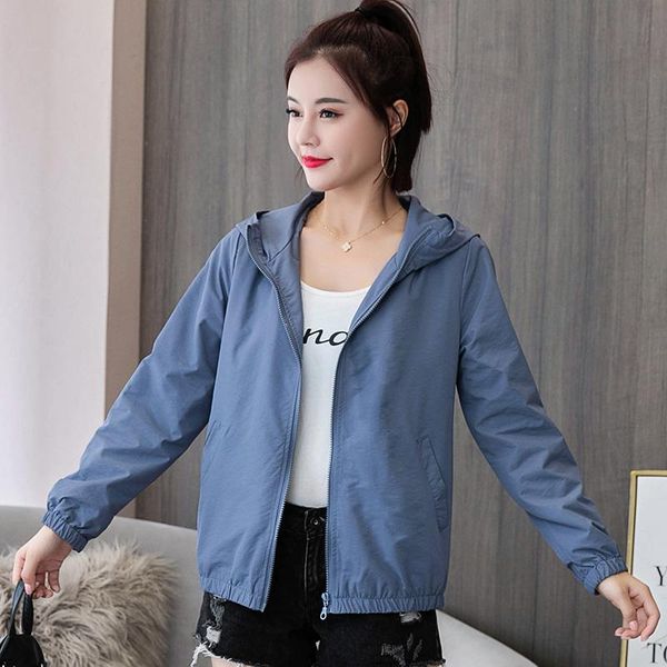 

women's jackets 2021 spring women basic hooded jacket zipper causal solid windbreaker lightweight woman coat veste femme, Black;brown