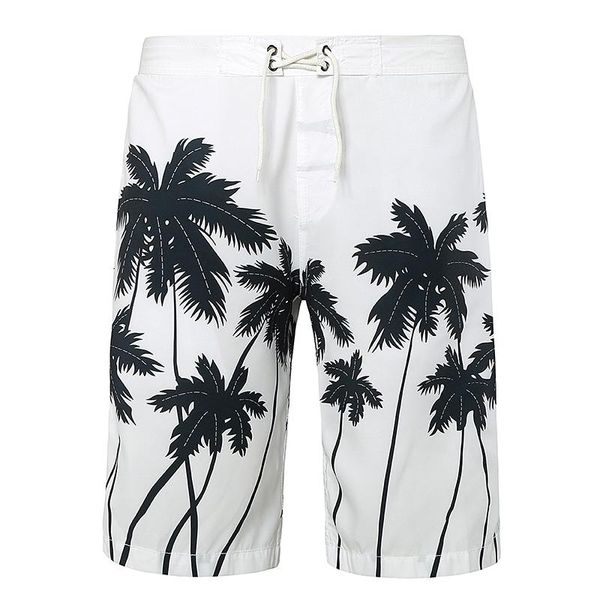 

fashion men beach shorts boardshort homme quick drying printing coconut trees board pants m-2xl, White;black
