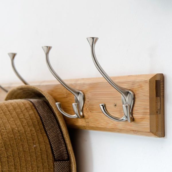 

hangers & racks bamboo hanging multi-function hanger clothes sitting room bathroom coat hooks wall storage 4/5