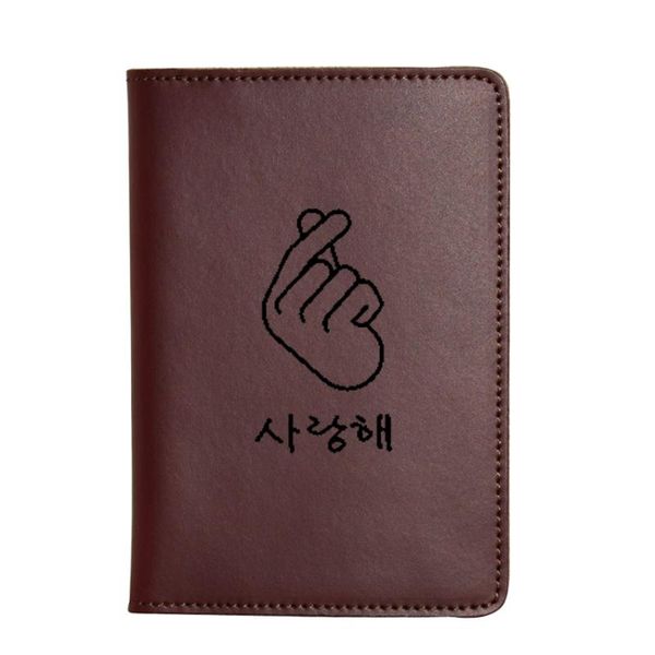 

card holders korean harajuku graphic passport holder real leather travel cover engrave name id functional wallet gifts, Brown;gray