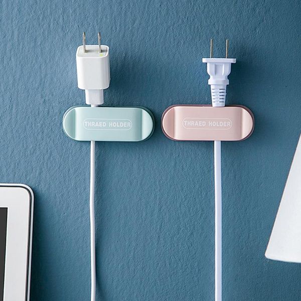 

hooks & rails 4pcs punch-hook power plug socket holder adhesive waterproof wall storage double-layer design