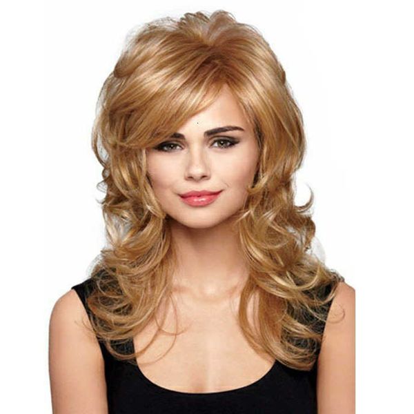 

wig headgear white women's long blond curly hair fashion, Black