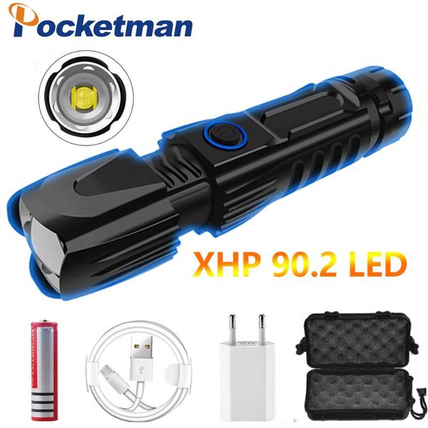 

most powerful led xhp90.2 xlamp tactical waterproof torch smart chip control with bottom attack cone usb rechargeable flashlights torches
