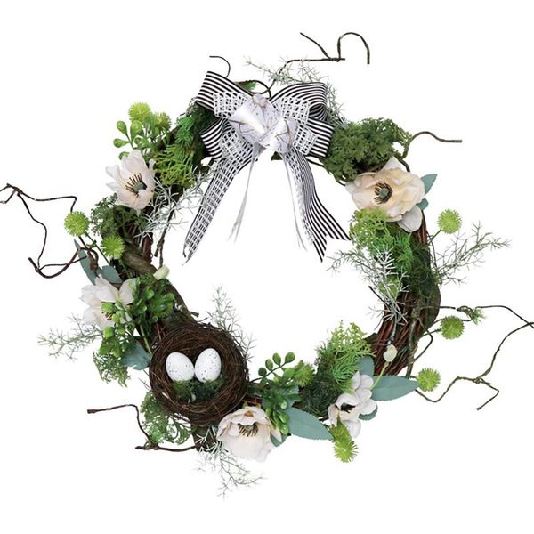 

decorative flowers & wreaths artificial mossy bird's nest wreath for front door wall windows wedding party farmhouse home decoration