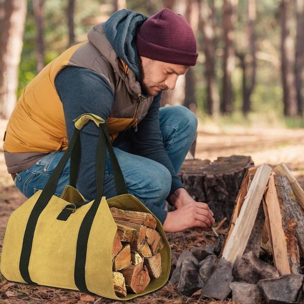 

storage bags portable outdoor camping wood carrier pouch firewood bag canvas log holder carry