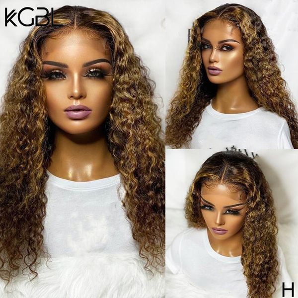 

highlight colored t-part curly lace front human hair wigs 8-24'' brazilian non-remy with baby 180% medium ratio1, Black;brown