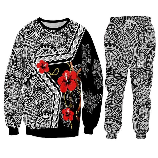 

men's tracksuits 3d tahiti polynesia hoodie men set hooded thicken fleece hoodies sweatpant winter spring sweatshirt sportswear male, Gray