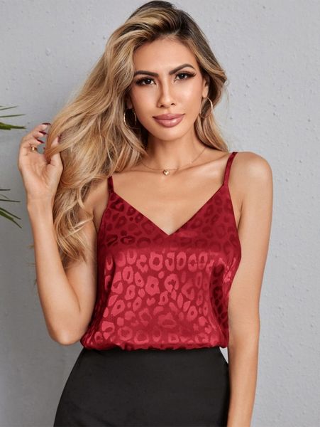 

leopard jacquard satin cami w6nz#, White