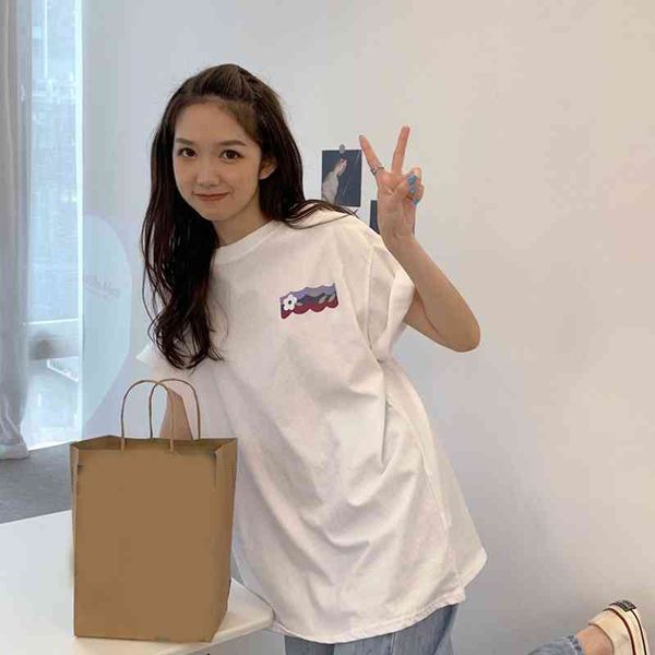 

3 sizes black white basic loose street college wind short sleeve women female fashion summer t-shirts 210522