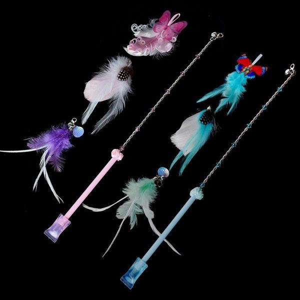 

cat toys three replacement head feather pearl funny sticks training supplies*`