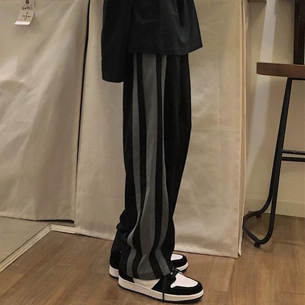 

women's pants & capris 2021 summer female striped sweatpants casual high waist stylish wide leg trousers, Black;white