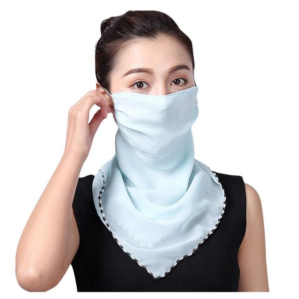 

scarves temperament neck breathable scarf spring and summer anti-uv chiffon thin veil sunscreen multi-function large face, Blue;gray