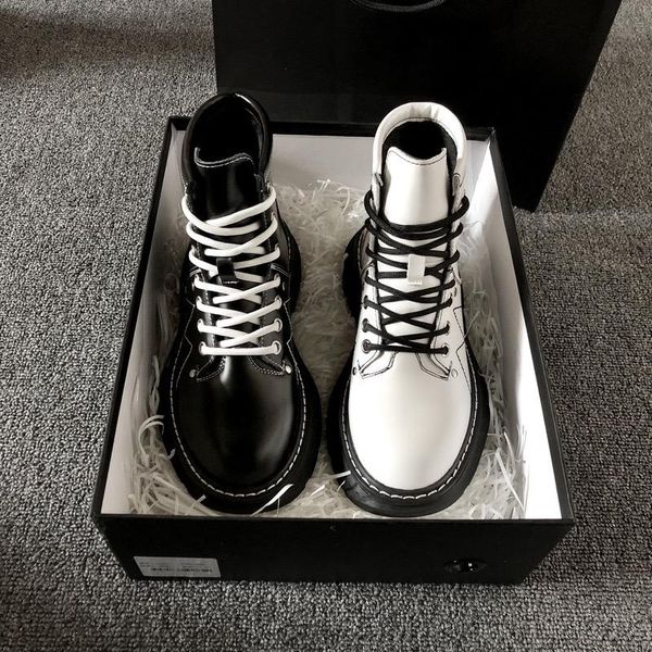 

boots dxfan mixed colors sewing platform women lace up cross-tied patent leather designer shoes, Black