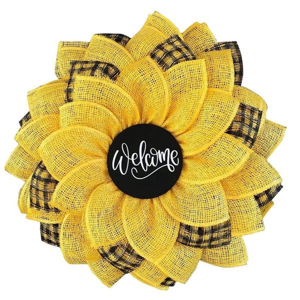

decorative flowers & wreaths sunflower wreath welcome sign front door decor, garland hanging ornaments for farmhouse wedding party decoratio