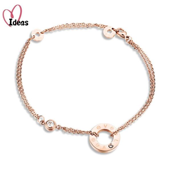 

anklets vintage stainless steel rose gold inalid cz beaded chain round charm leg for women ankle bracelet woman foot jewelry, Red;blue