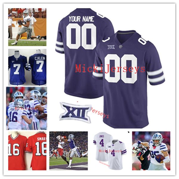 

ncaa custom kansas state wildcats football jersey 0 daniel imatorbhebhe 56 andrew leingang 14 marvin martin 83 will swanson 59 brayden wood, Black