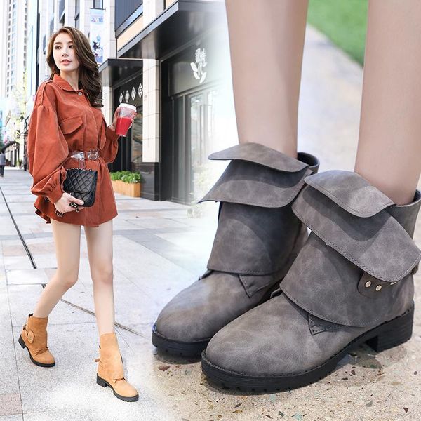 

boots 2021 flat women pu leather suede matte slip on zapatos de mujer solid riding winter shoes 35-43, Black