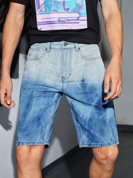 

men ombre print denim shorts a9es#, Blue