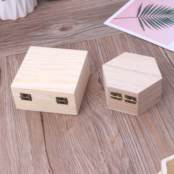 

natural wood box unfinished plain wooden jewelry storage pencil case diy craft, Black;white